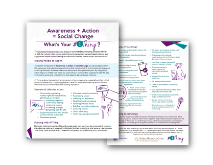 Awareness + Action = Social Change: What’s Your #1Thing? document front & back