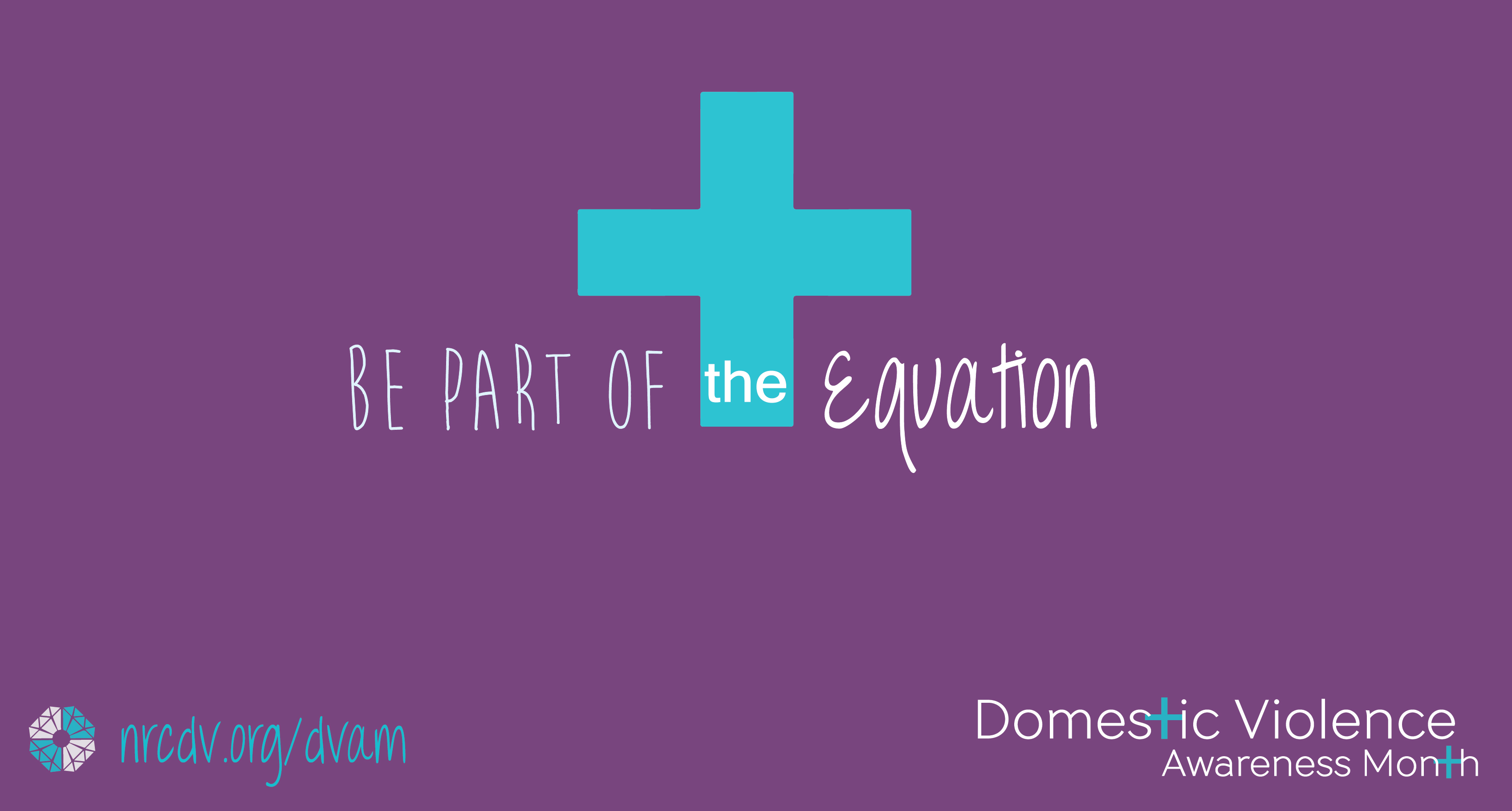 dvam banner. purple bkgd blue logo white text: be part of the equasion