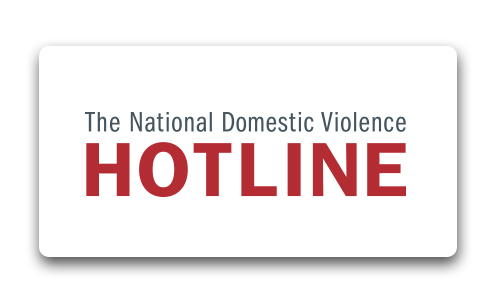 National Domestic Violence Hotline Logo. National Domestic Violence in grey letters above large bold red "hotline"