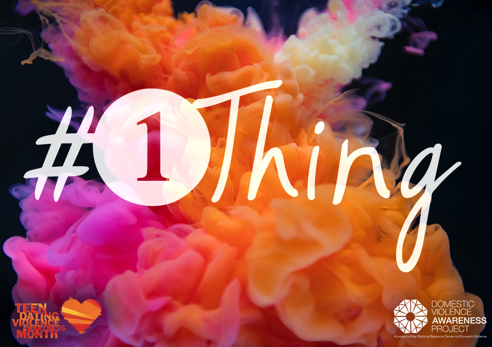 #1Thing logo imposed over image of orange and pink swirling ink