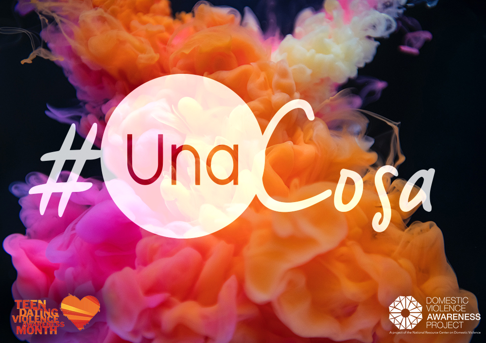 #UnaCosa logo imposed over image of orange and pink swirling ink