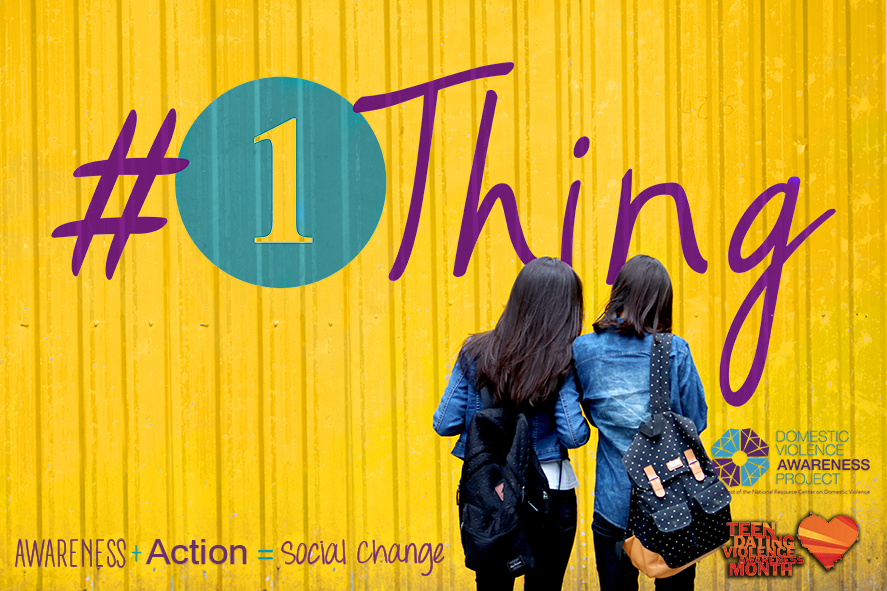  image of two girls in front of yellow wall with #1thing logo
